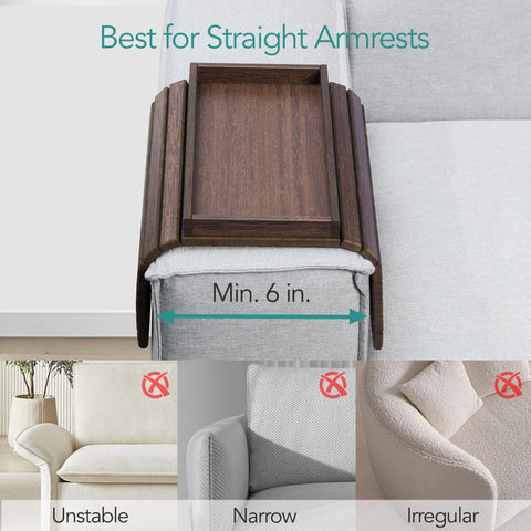DETOR couch arm tray compact-design saves space beside sofa.
