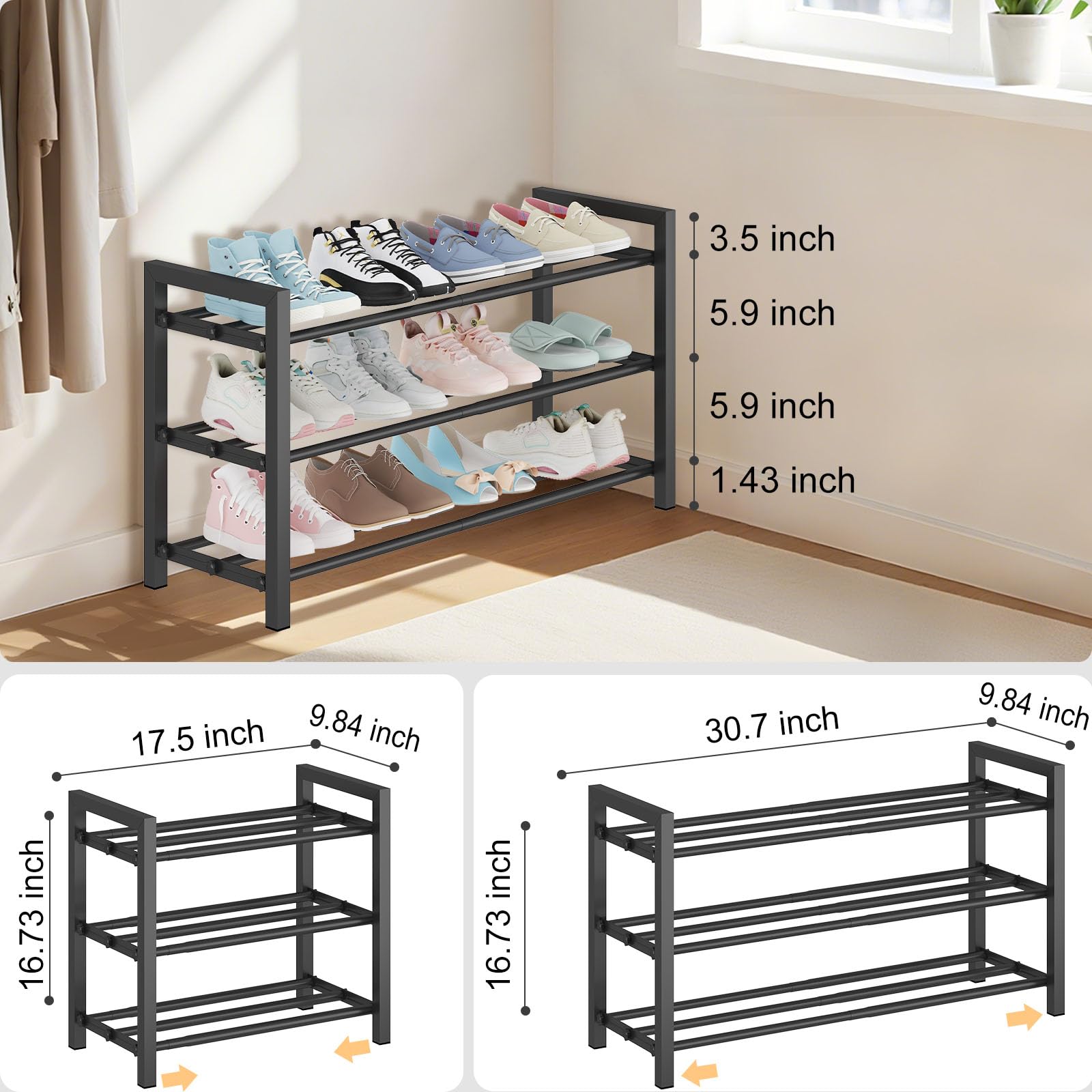Detsuk dorm room organization shows compact, tidy shoe storage.