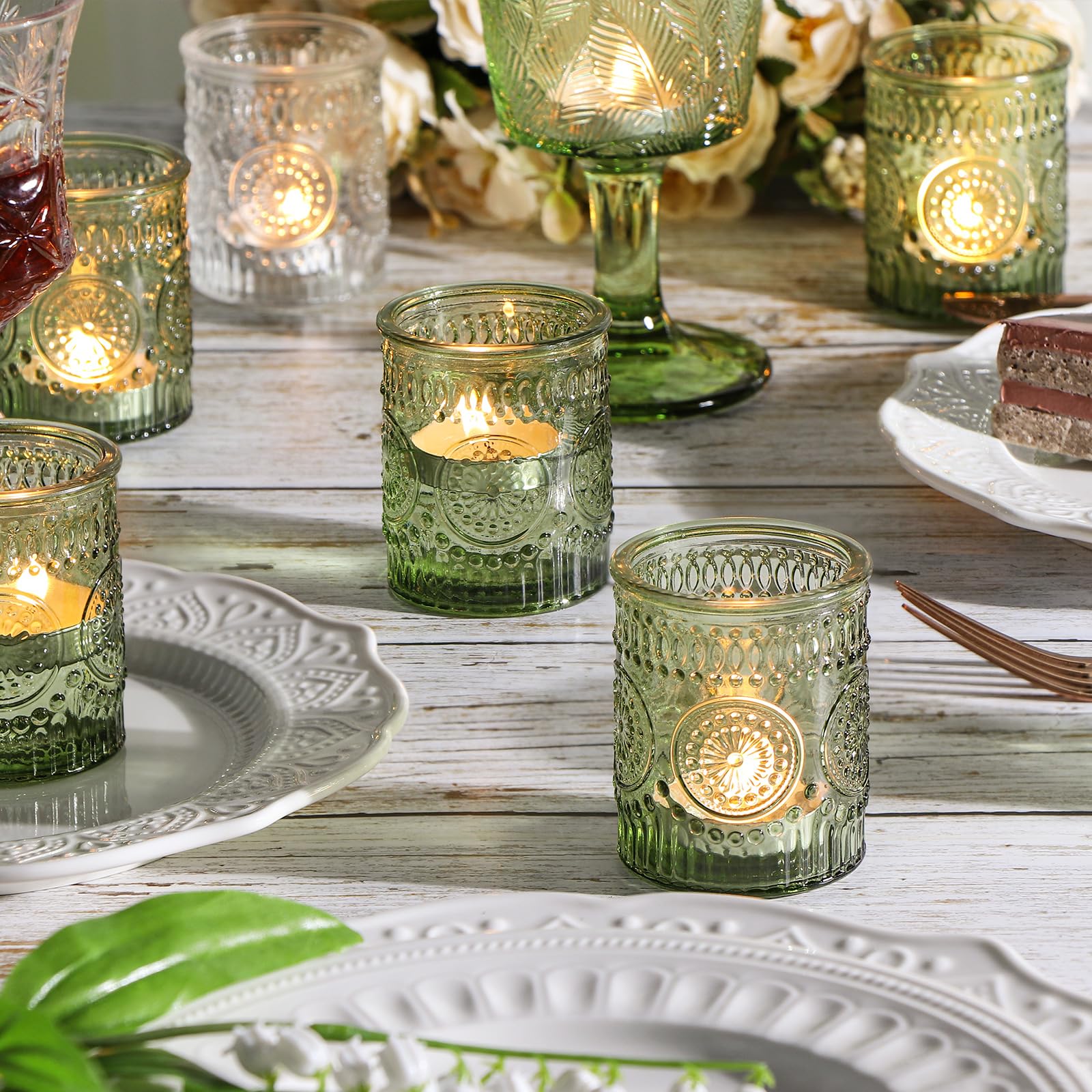DEVI glass candle holder ideal for bridal showers and dinners.