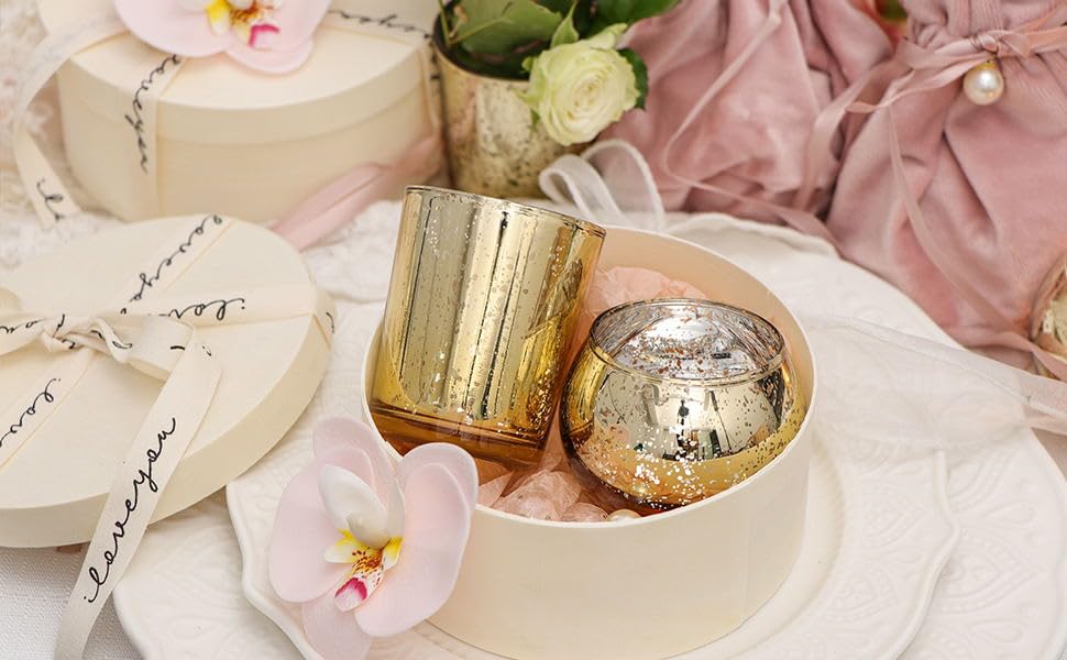 DEVI gold votive decor for elegant dinner table settings.