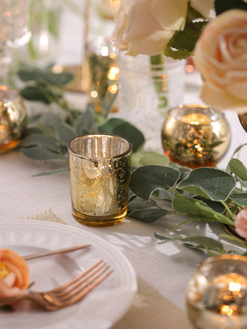 DEVI gold votive holders round mercury glass 2-inch ideal tea light accents