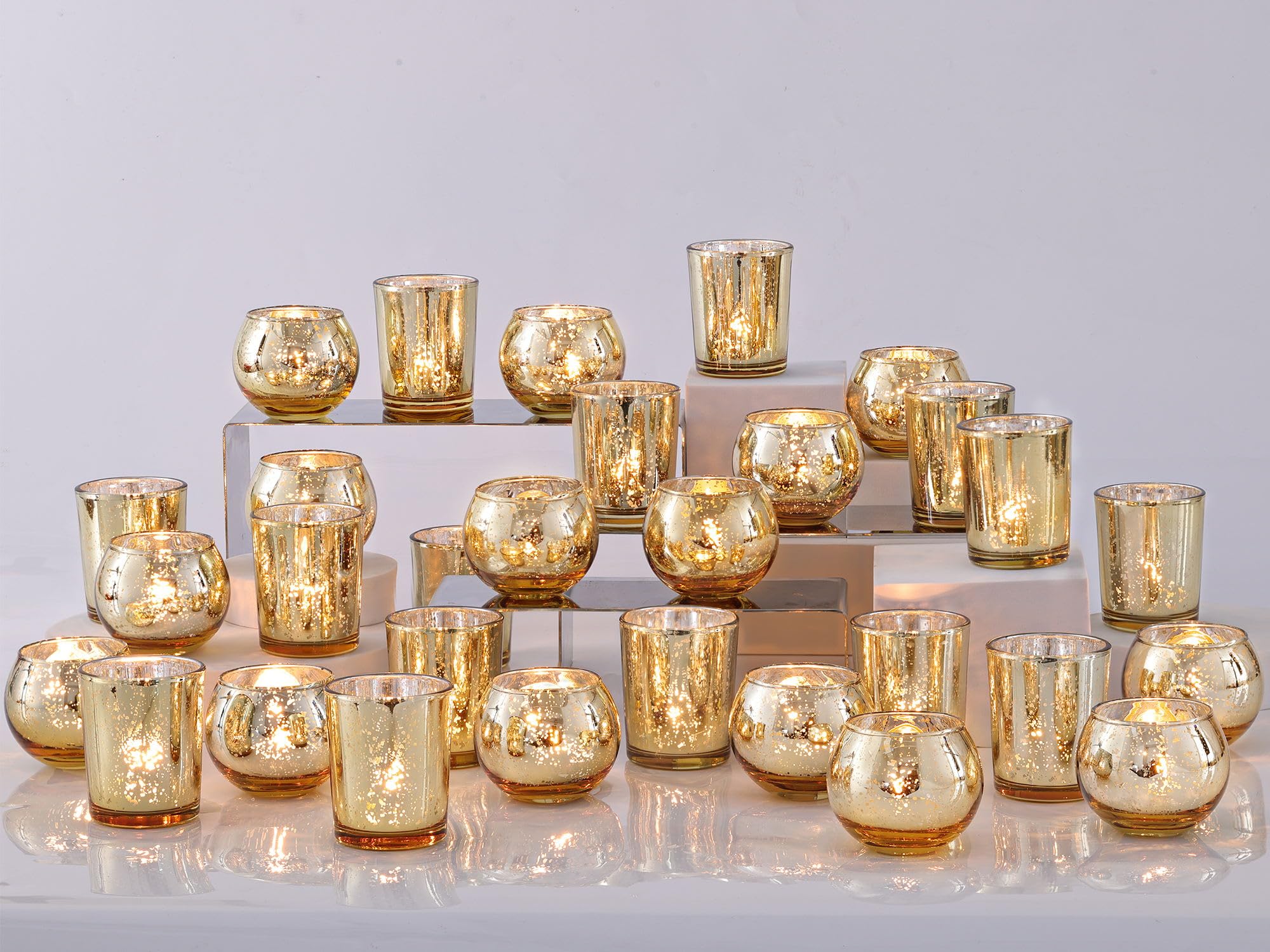 DEVI speckled mercury glass votive 2-inch holder for elegant weddings.