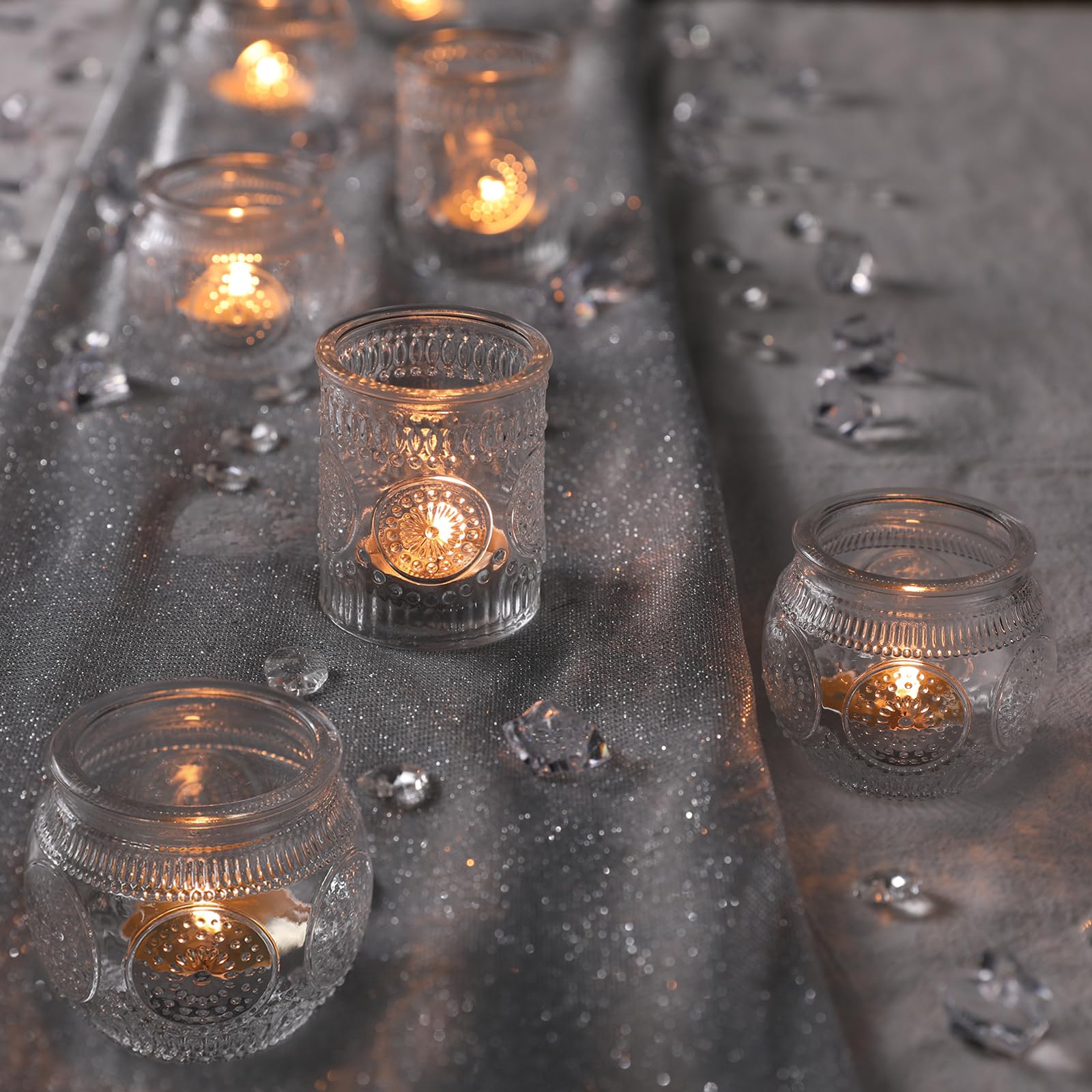 DEVI straight clear votive holder 2in suits tea lights and small candles.