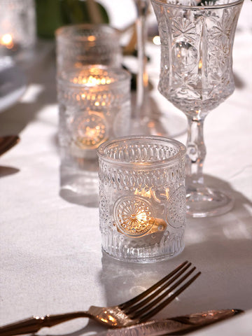DEVI vintage boho glass candle holder for weddings, dinners, and showers.