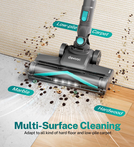 DEVOAC cordless vacuum 6-in-1 kit converts to handheld for stairs and upholstery