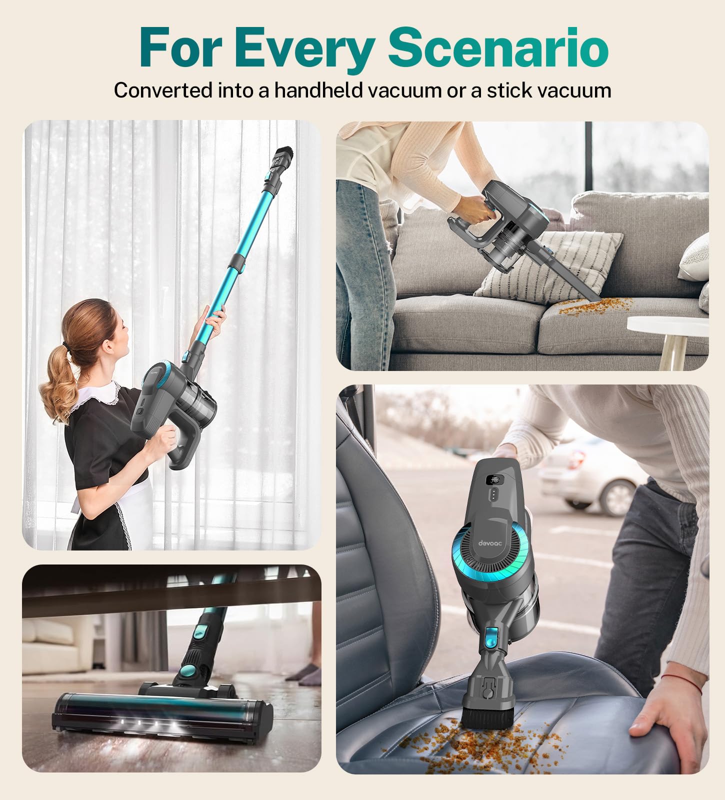 DEVOAC vacuum tackles pet hair and crumbs on floors and sofas