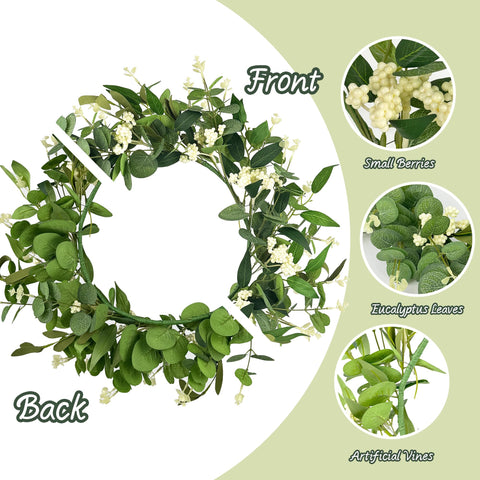 DEVONWIDE eucalyptus wreath accents the dining table centerpiece