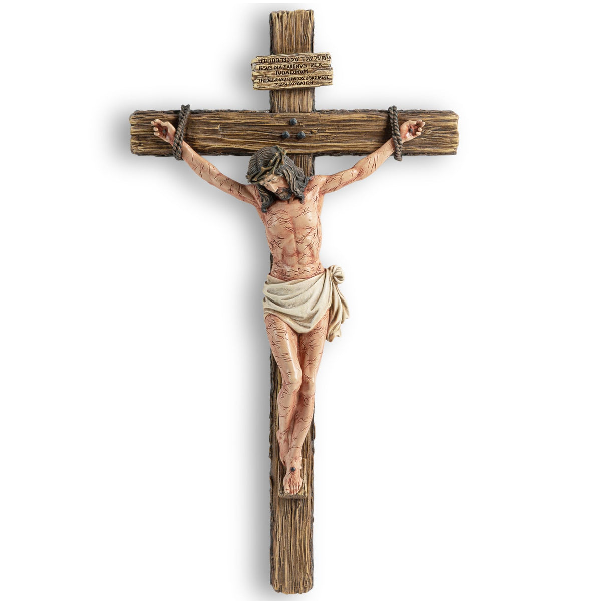 DevotedWalls 14-inch crucifix with realistic wounds for reverent display.
