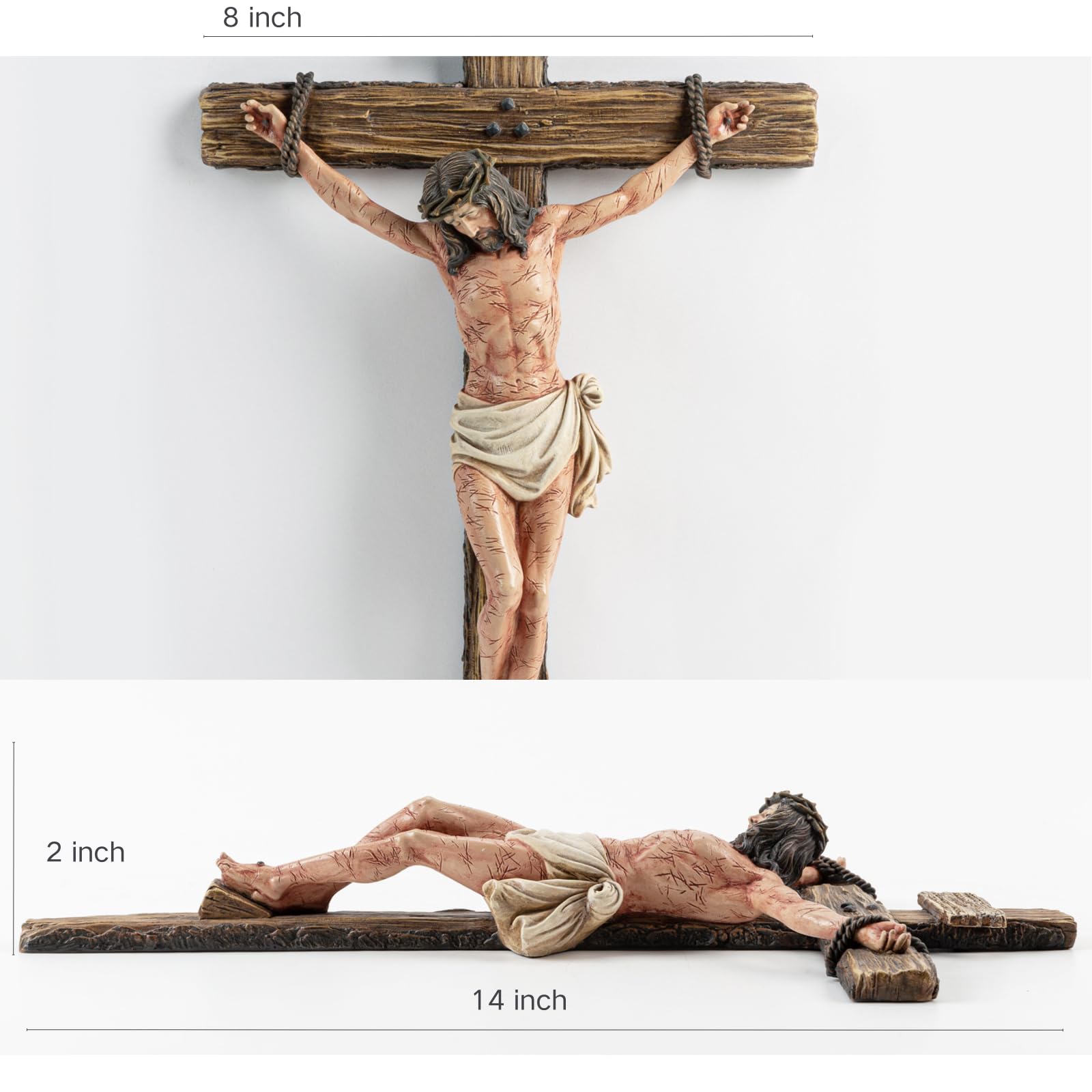 DevotedWalls crucifix features sculpted scourge marks for lifelike detail.