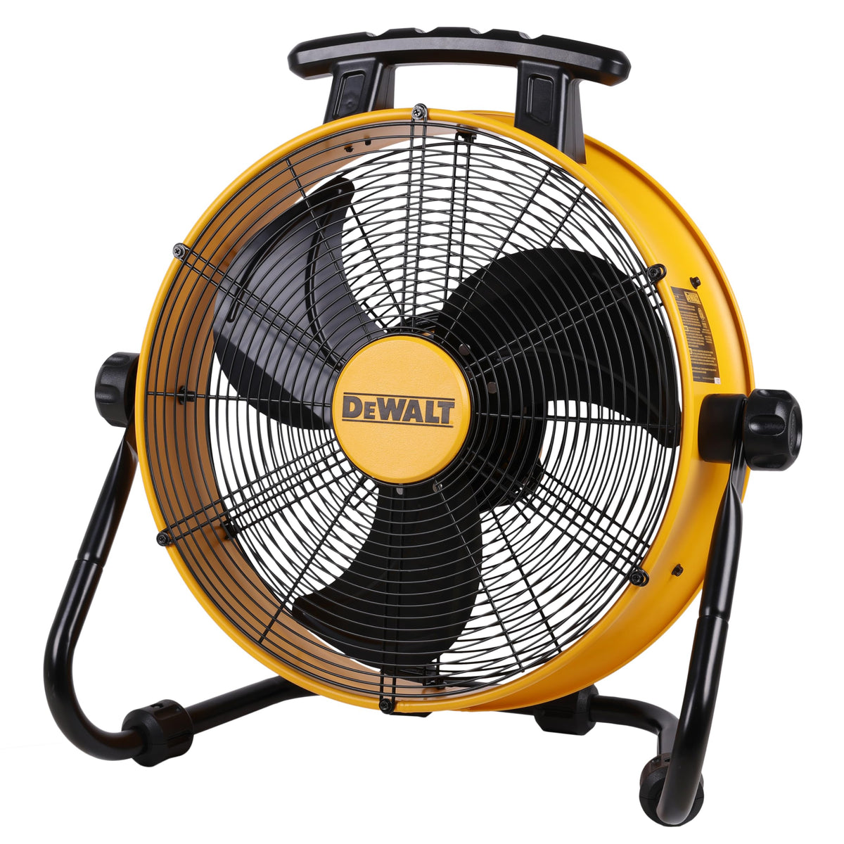 DEWALT DXF1840 floor fan front view showing wide airflow for large spaces