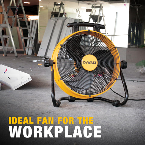 DEWALT DXF1840 operating in a workshop delivering ventilation across zones