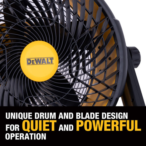 DEWALT DXF1850B flared drum design concentrates airflow.