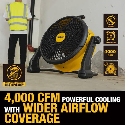 DEWALT DXF1850B side tilt demonstrates flexible airflow direction.