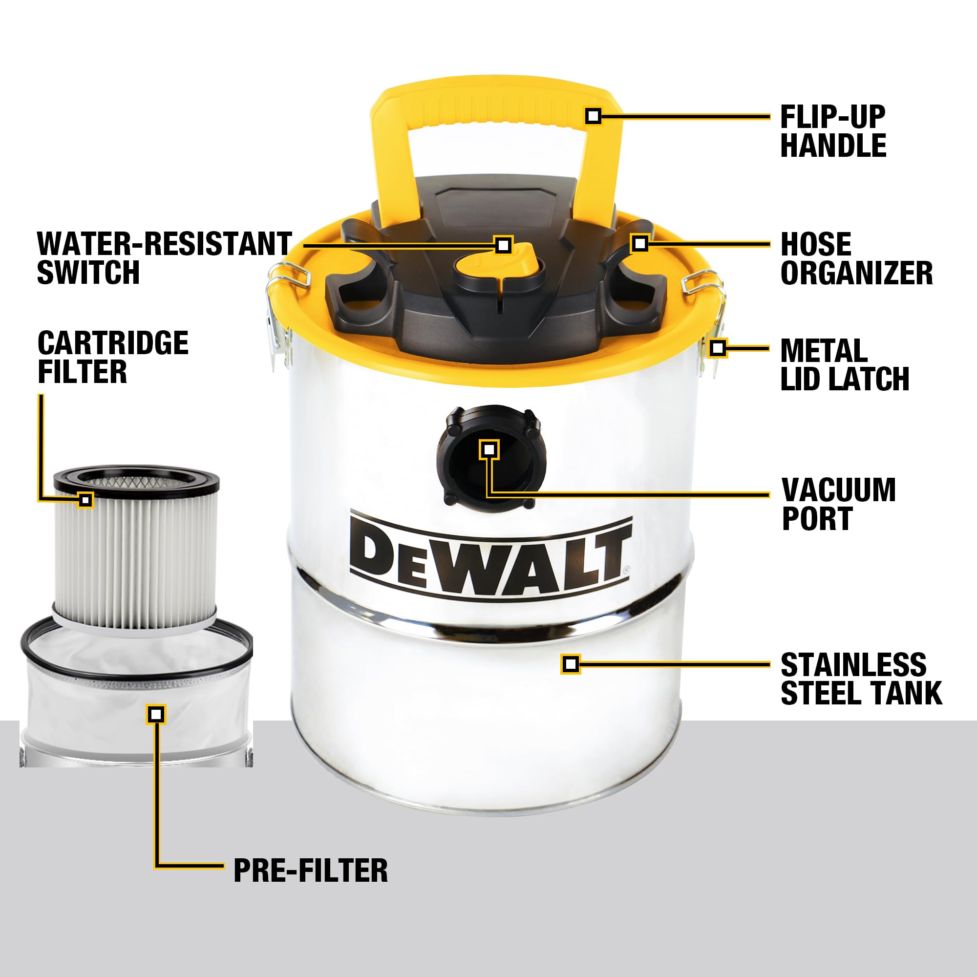 DEWALT DXV04A extension wand demonstrates extended reach for hard to reach areas