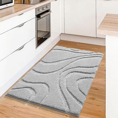 DEXDE bath rug 20x32 machine-washable for easy care.