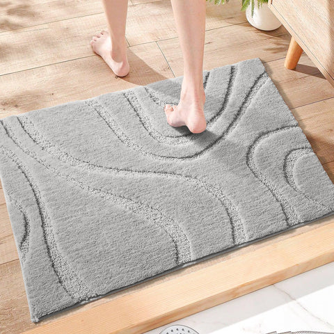DEXDE bath rug 20x32 non-slip-bottom stays in place.