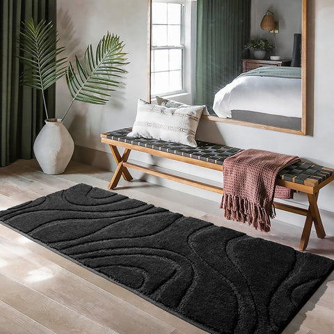 DEXDE bathroom runner close-up reveals plush absorbent fibers for quick drying