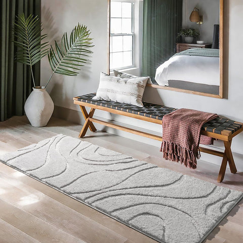 DEXDE rug with non slip backing stays in place on clean floors