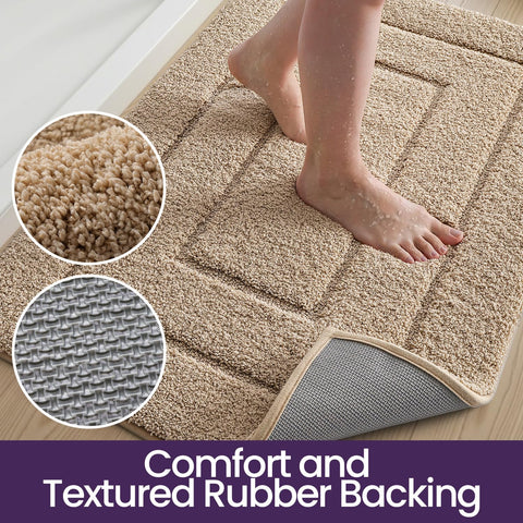 DEXI rug by the sink demonstrates versatile use in bathroom decor.