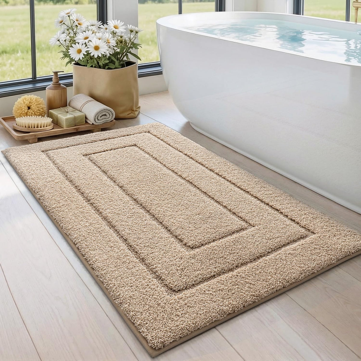 DEXI bathroom rug with non-slip backing for secure shower area