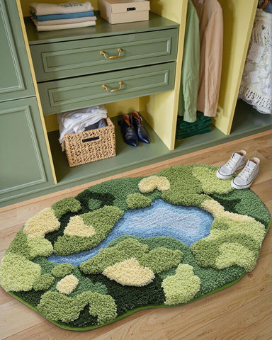 DEXI Moss Bath Mat ultra-absorbent fibers quickly wick away moisture.