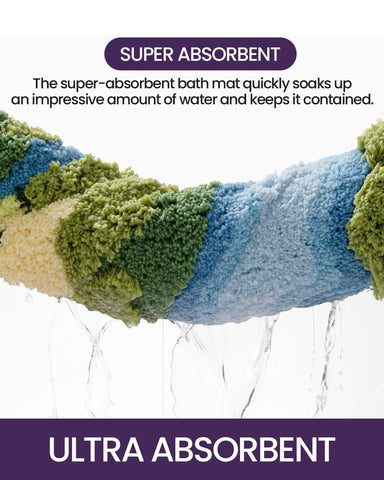 DEXI Moss Bath Mat green moss tone complements modern bathroom decor.