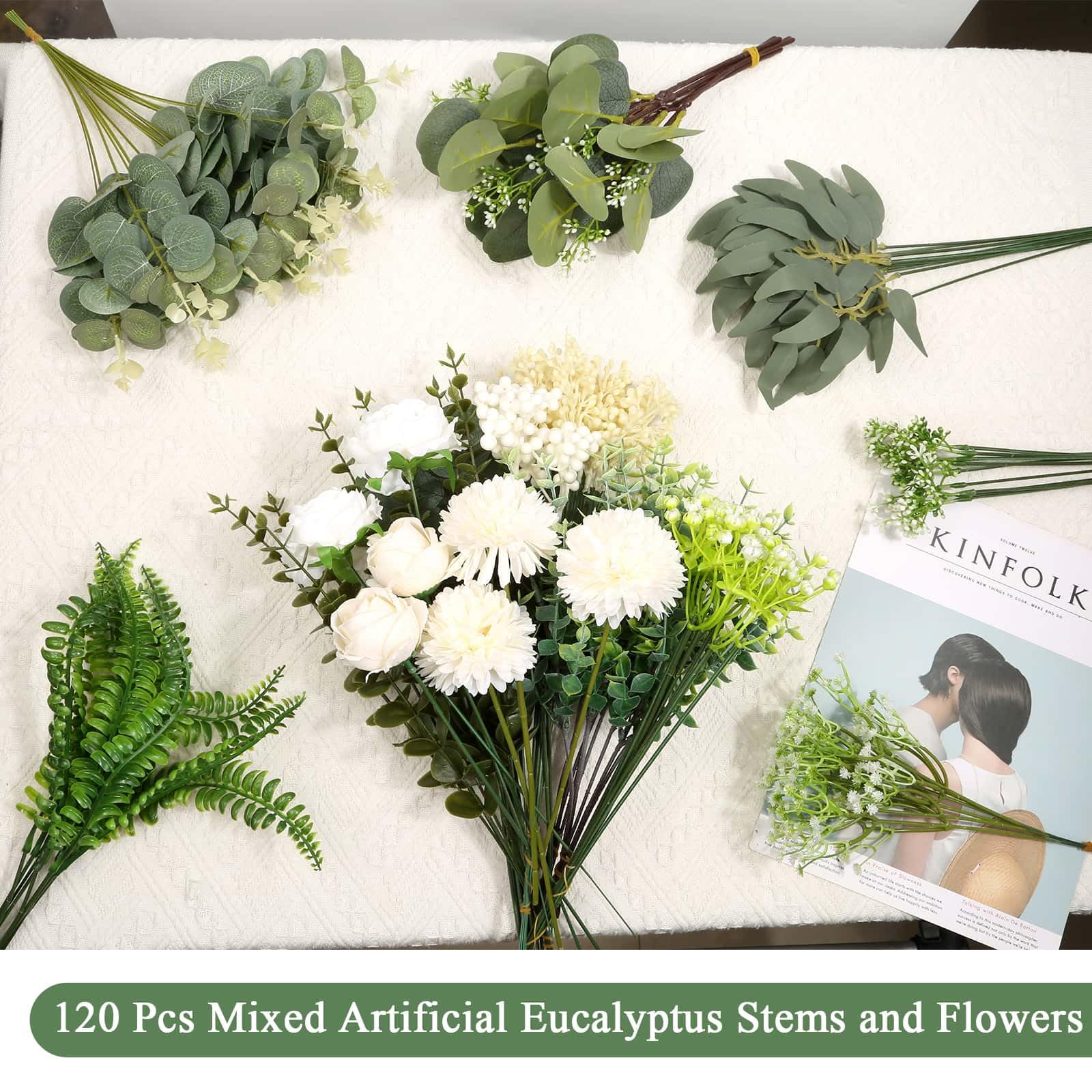 Dexpinzo eucalyptus leaves with seeds for natural bouquet accents.