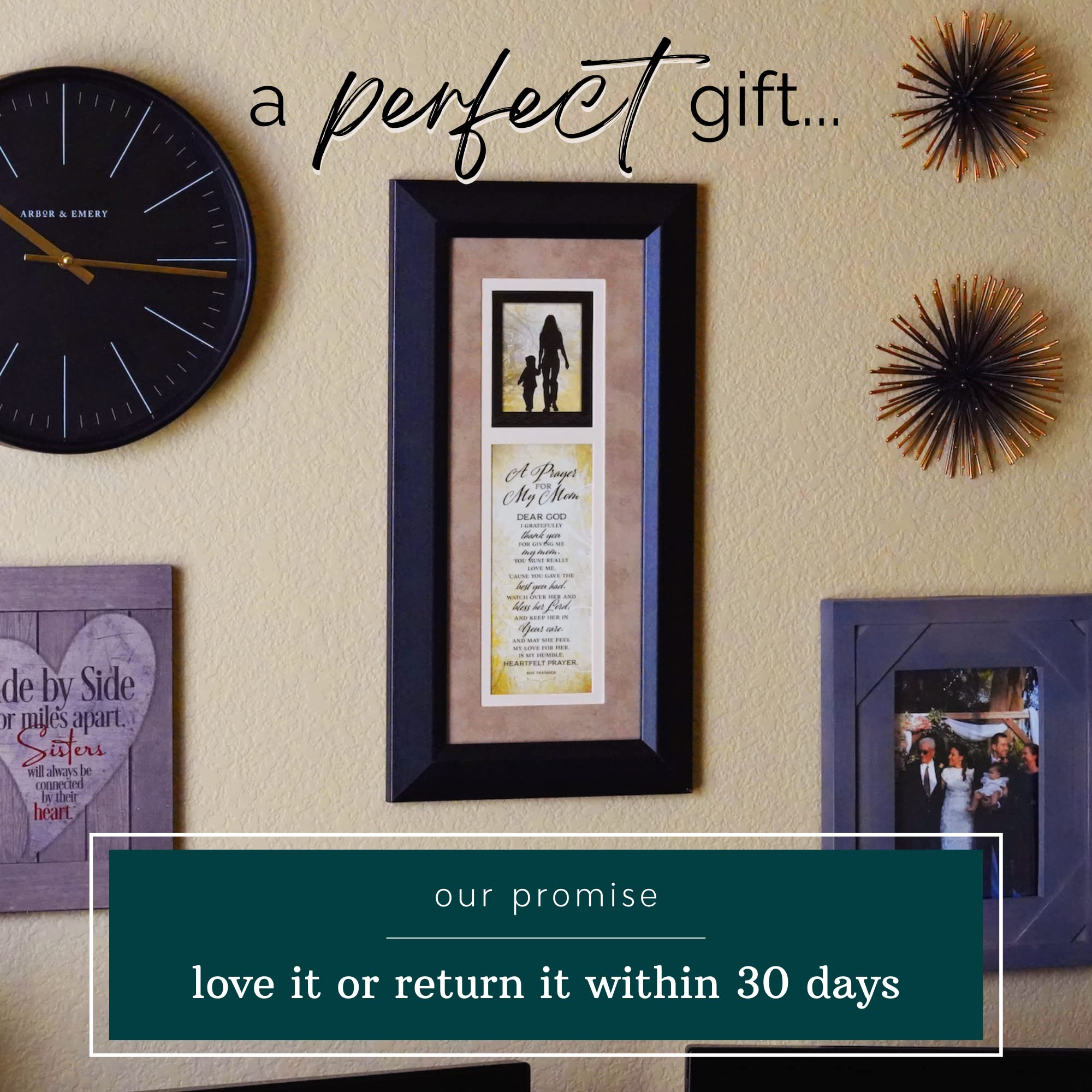 Dexsa Mom prayer plaque displayed in living room to inspire daily gratitude.