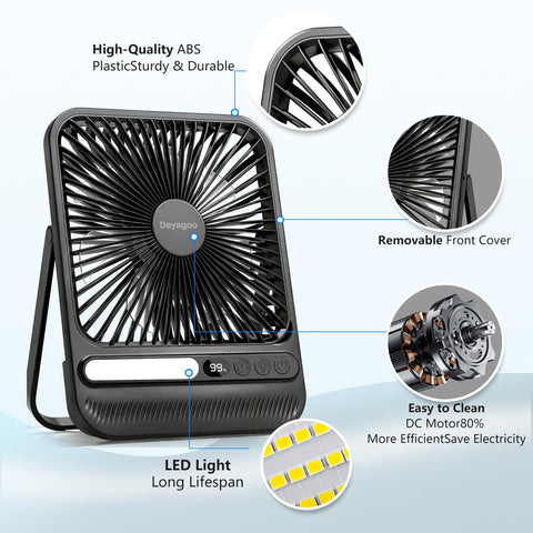 Deyagoo Travel Fan 7-inch emergency USB charging capability