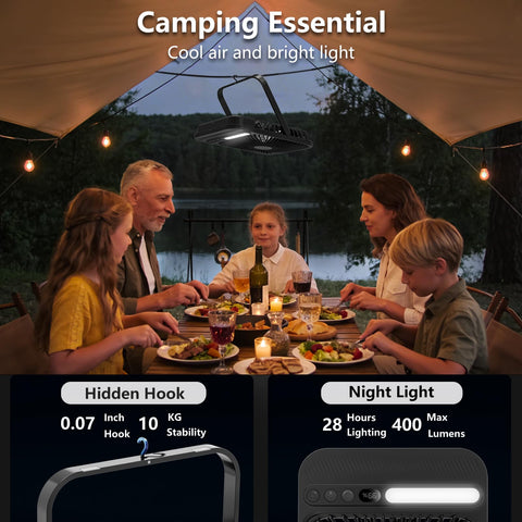 Deyagoo Travel Fan 7-inch LED lantern in use for camping or desk light
