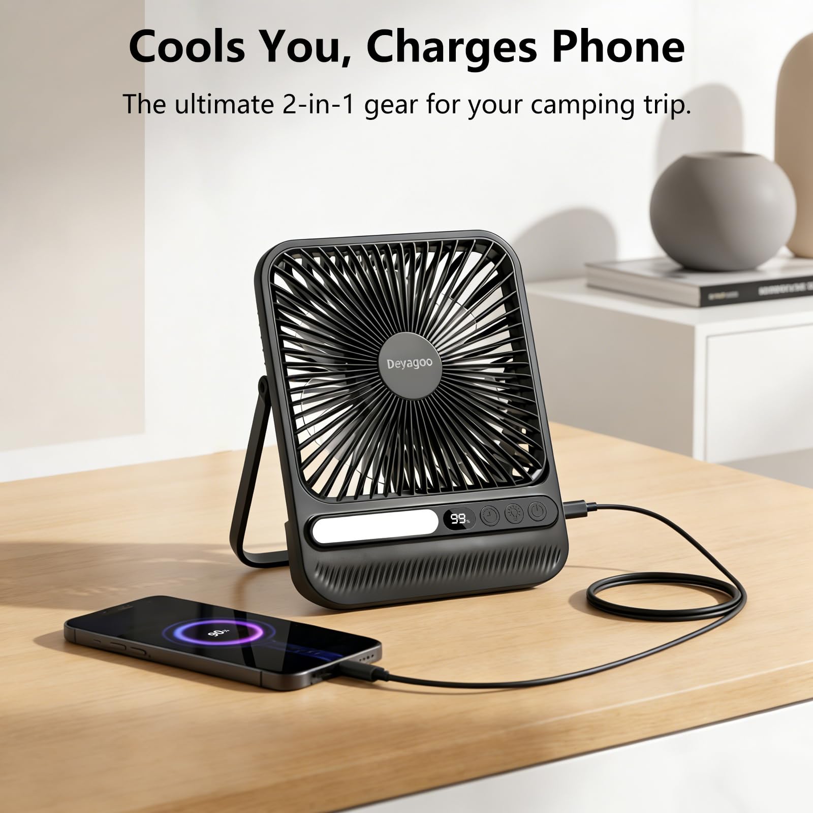 Deyagoo Travel Fan 7-inch quiet brushless motor for silent cooling