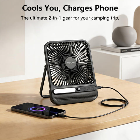 Deyagoo Travel Fan 7-inch quiet brushless motor for silent cooling