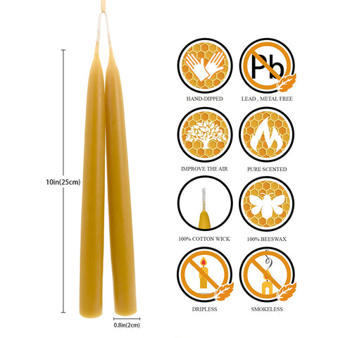 DEYBBY smokeless beeswax taper 10-inch close-up showing clean burn