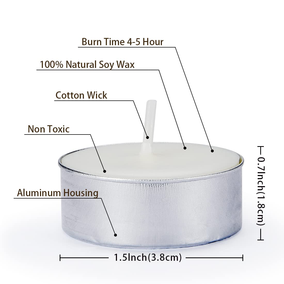 DEYBBY unscented tealights with a 4-hour burn for events.