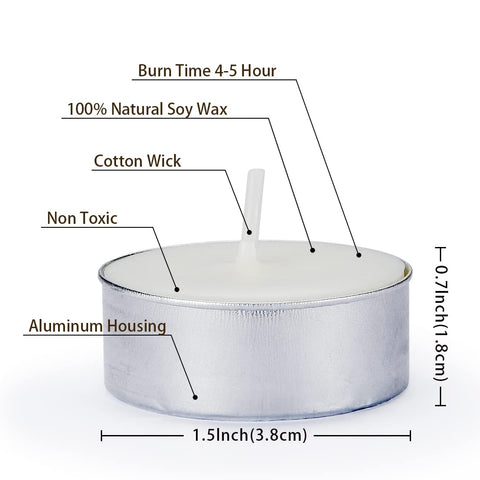 DEYBBY unscented tealights with a 4-hour burn for events.