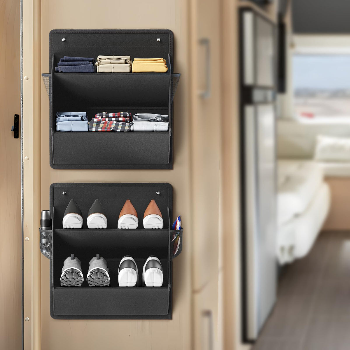 DEYILIAN RV shoe storage with adhesive strips protects surfaces while keeping shoes organized