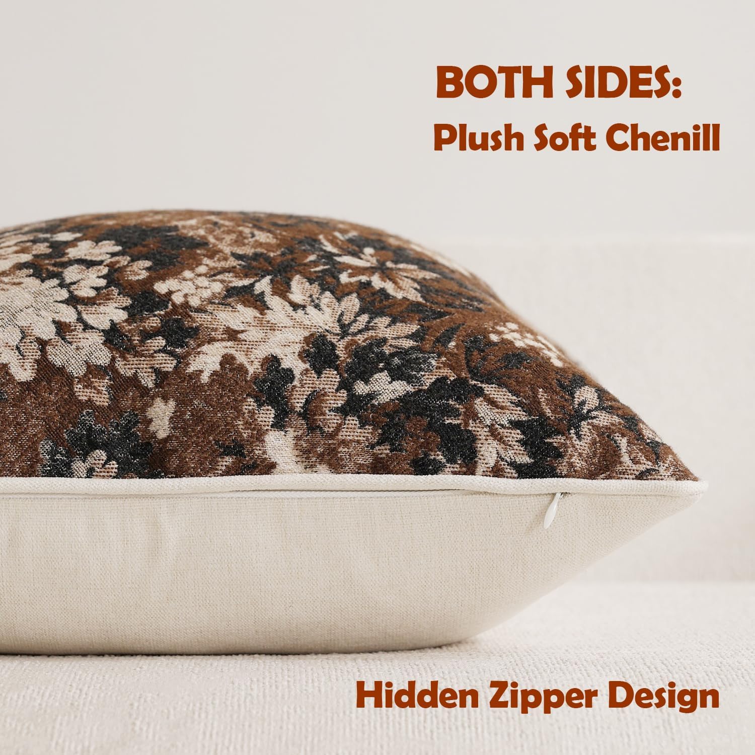DEZENE hidden zipper closure demonstrates seamless, easy pillow insertion