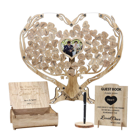 Dezhier heart wedding guest book alternative framed for lasting memories.
