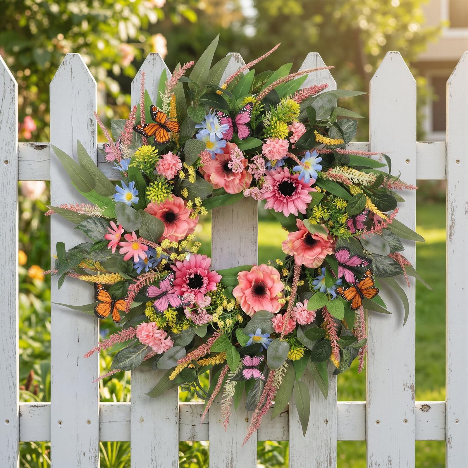 DFRREN handcrafted front-door wreath adds welcoming charm to entryways.