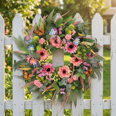 DFRREN handcrafted front-door wreath adds welcoming charm to entryways.