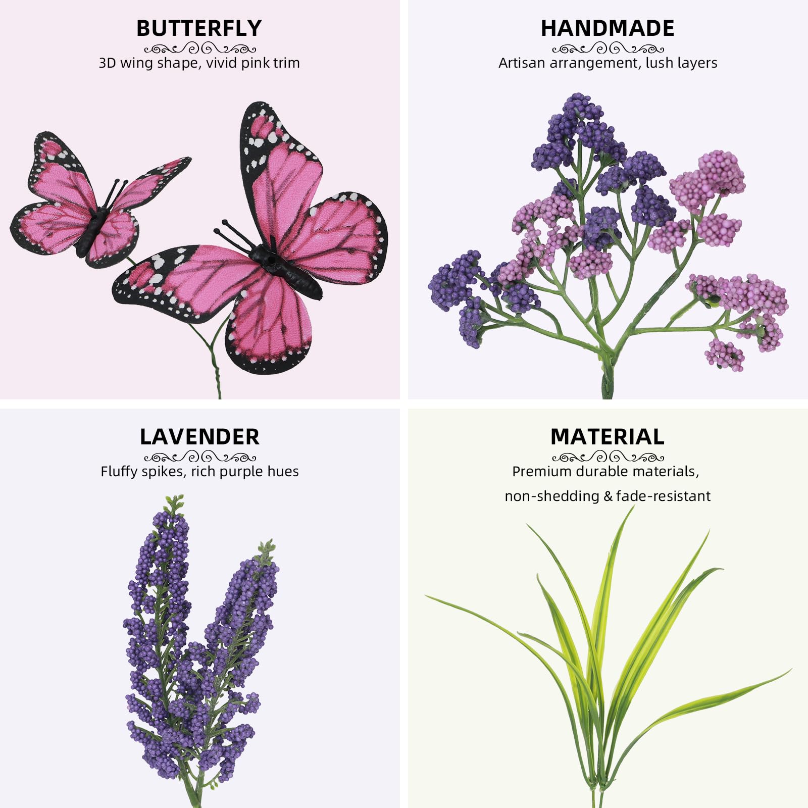 DFRREN Pink butterflies accenting wreath for playful garden or entryway decor.