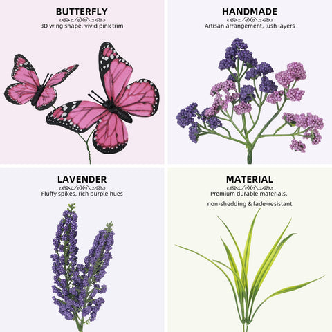 DFRREN Pink butterflies accenting wreath for playful garden or entryway decor.