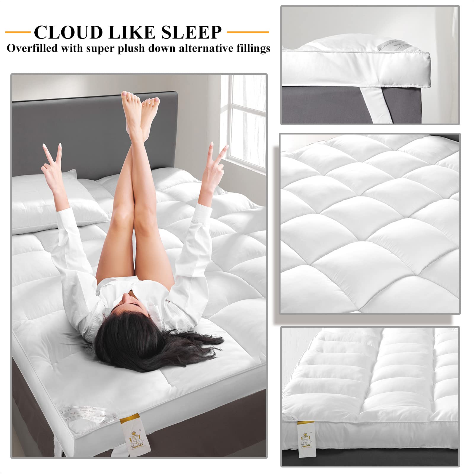 DG Extrathick Fitted Topper corner straps ensure secure mattress fit during sleep