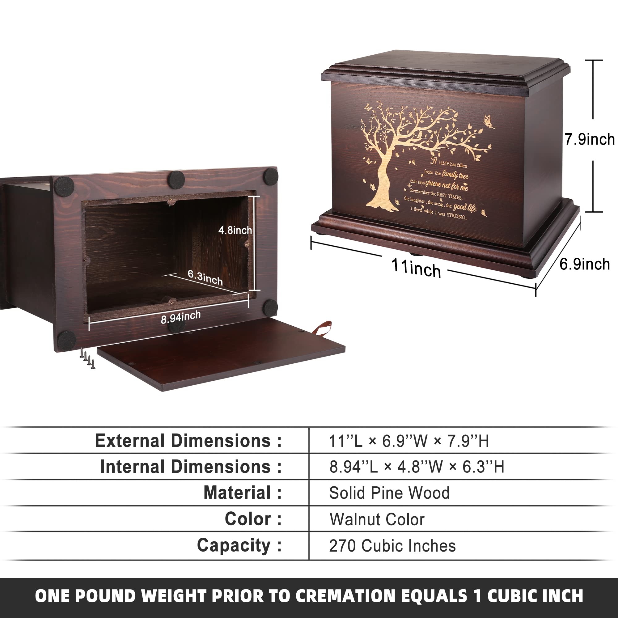 DGDCDV pine wood urn material showcases natural grain and durability