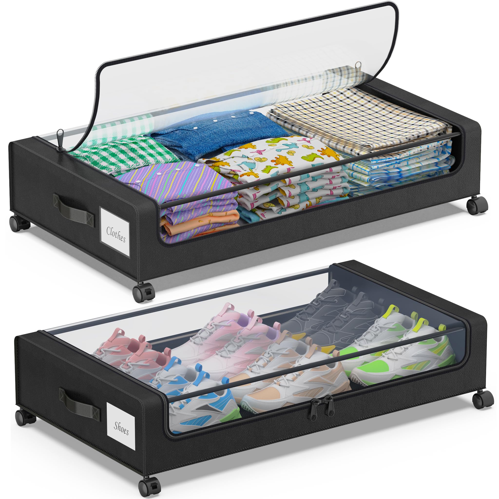 DGFCK under-bed storage wheels rolling bin with sturdy design for easy access
