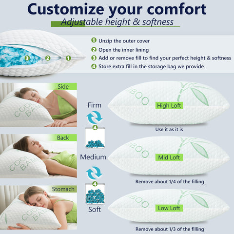 DGPEAR cooling pillow bamboo cover close-up highlighting breathable fabric for airflow.