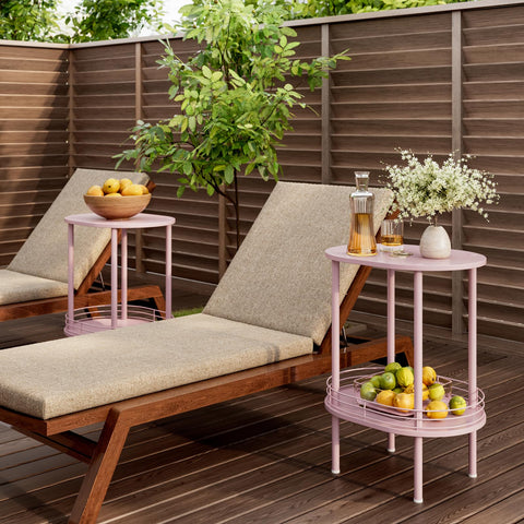 DGSANDGO pink living room corner setup featuring the two-tier storage design.
