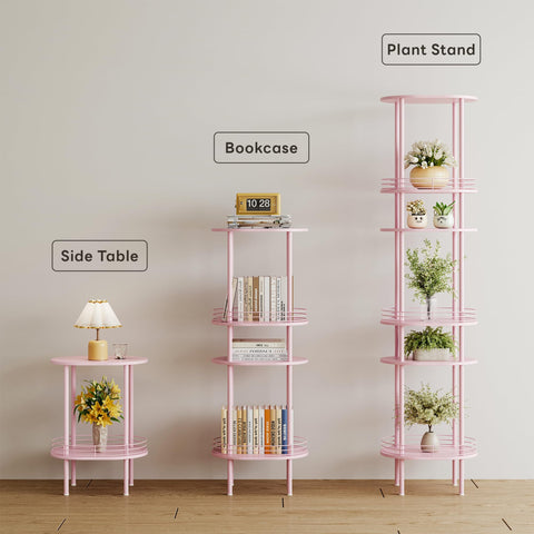DGSANDGO pink nightstand beside bed showcases versatile small-space use.