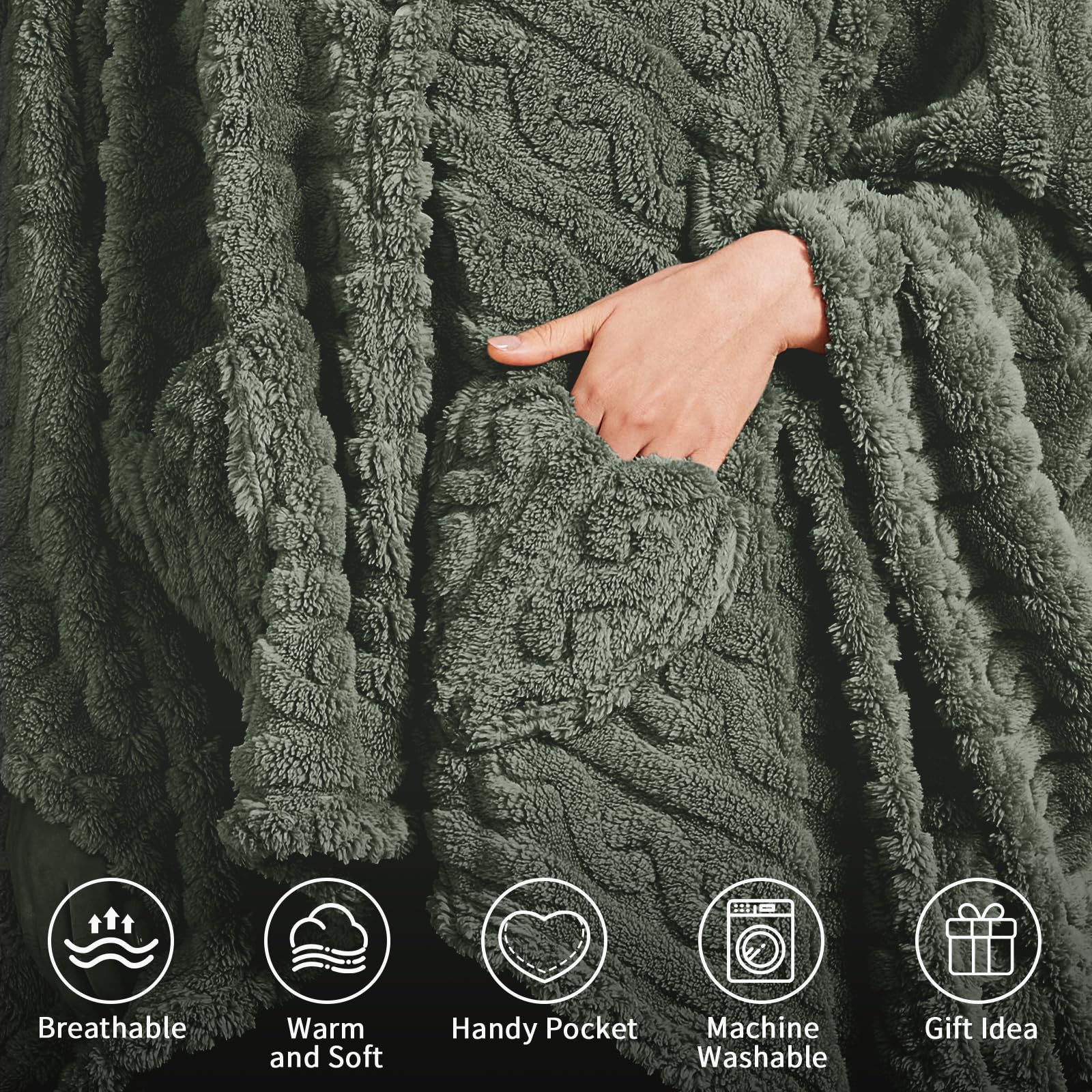 Dgsfmi blanket poncho pockets keep snacks and remote within reach.