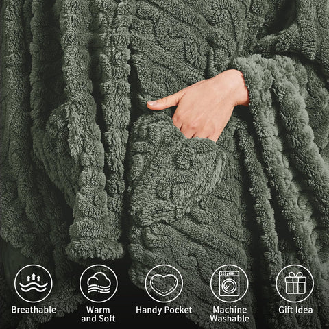 Dgsfmi blanket poncho pockets keep snacks and remote within reach.